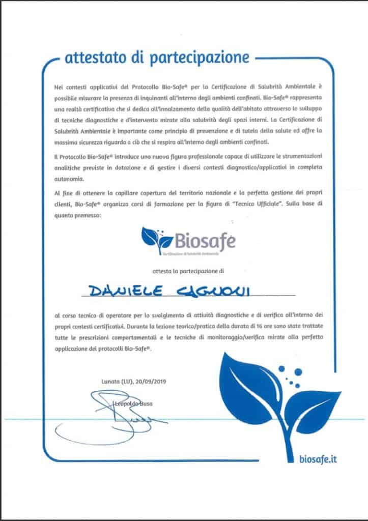 attestato tecnico ufficiale italia biosafe cagnoni daniele